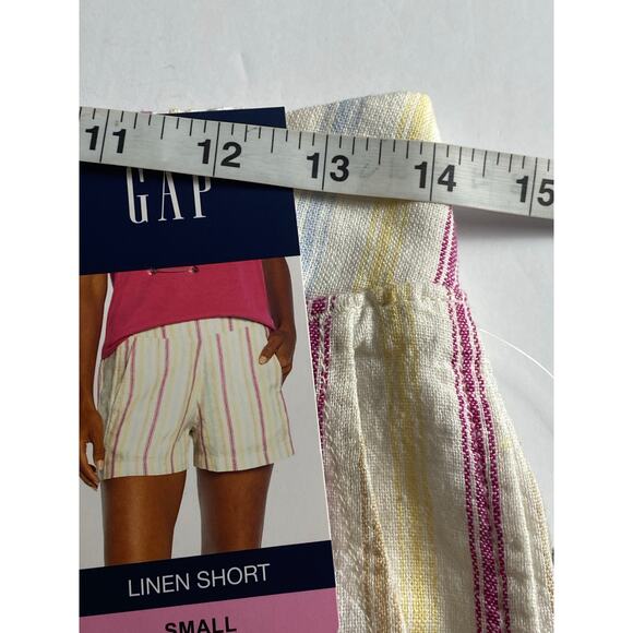 GAP Ivory Striped Linen Blend Casual Shorts Pockets Women's Size Small NWT - Picture 6 of 12